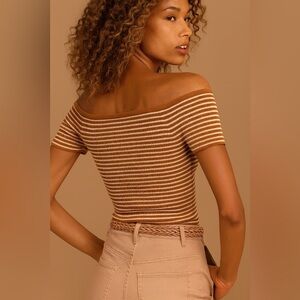 Madewell Ribbed Off Shoulder Knit Striped Top/Size XXS/US 2-4